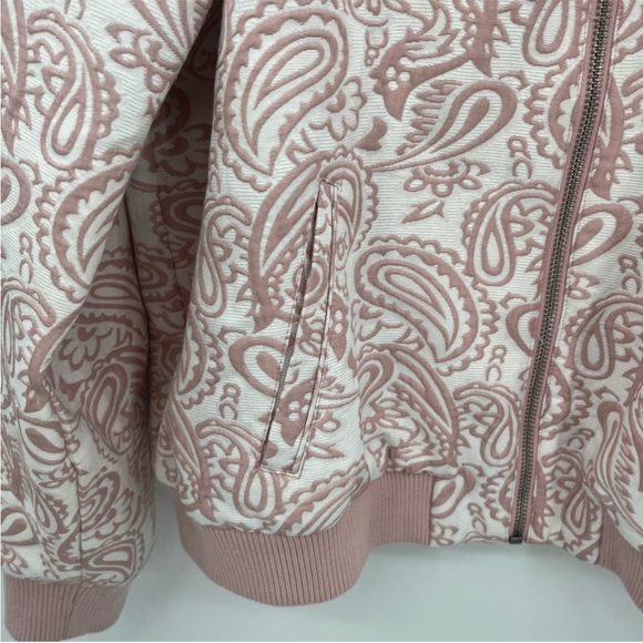 Victoria Beckham for Target cream pink paisley zip bomber varsity jacket - Picture 5 of 11